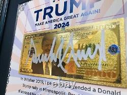 Donald Trump Autographed Signed Bill MAGA With Certificate Of Authenticity Notaty