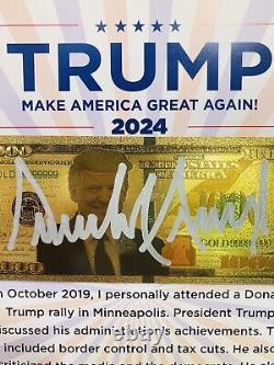 Donald Trump Autographed Signed Bill MAGA With Certificate Of Authenticity Notaty