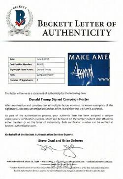 Donald Trump Autographed Signed Campaign Sign. Beckett Certified Autograph