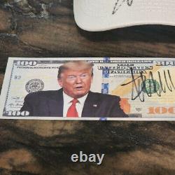 Donald Trump Autographs POTUS Signed White MAGA Hat Trump Bill #D COA-Halo
