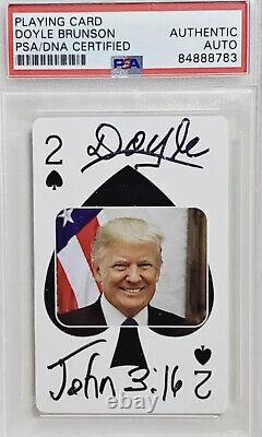 Donald Trump / Doyle Brunson Dual Signed 2 Of Spades Playing Card Autograph PSA