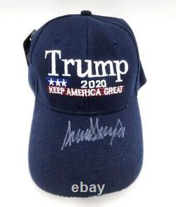 Donald Trump Hand Signed Autographed Blue 2020 Keep America Great Hat With COA