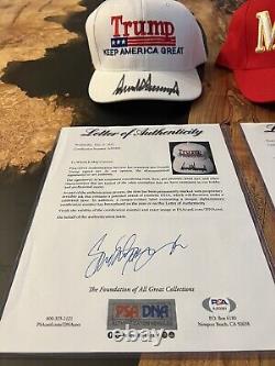 Donald Trump Hat LOT OF 2 Autographed with Letter of Authenticity PSA? RARE