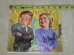 Donald Trump Hillary Clinton signed Autograph Puzzle Page RARE W under Trump