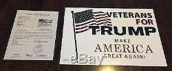 Donald Trump & Mike Pence Dual Signed Campaign Placard JSA Letter Christmas Gift