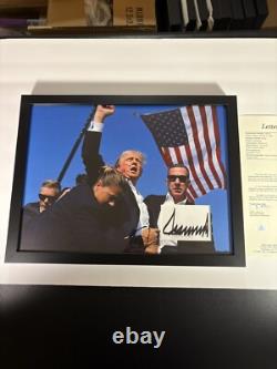 Donald Trump President 12x16 Matte Cut Autographed Framed Signed USA RARE JSA