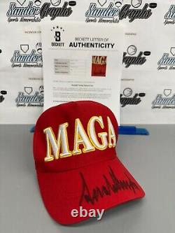 Donald Trump President Signed Autographed Red Maga Hat Cap-bas Beckett Coa Loa