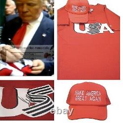 Donald Trump President Signed USA Baseball Jersey with Maga Hat Proof Autograph