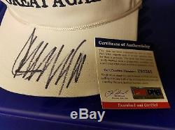 Donald Trump Psa/dna Signed Official Hat Made In USA Make America Great Again