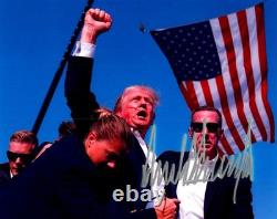 Donald Trump Rally Raised Yelling Signed Autographed Photo Authentic 8X10 COA