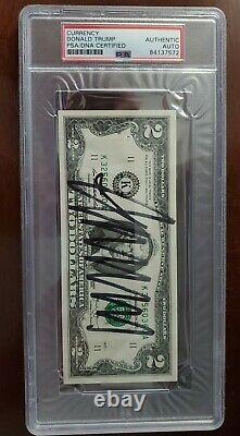 Donald Trump Signed $2 Bill PSA and JSA COA