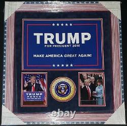 Donald Trump Signed 2016 Presidential Campaign Maga Sign Custom Framed Psa/dna