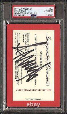 Donald Trump Signed Autograph Official Inauguration Ticket Red MAGA PSA/DNA COA