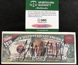 Donald Trump Signed Campaign Note SGC CoA Auto Autograph