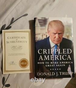 Donald Trump Signed Crippled America First Edition Book With COA Rare 7365/10,000