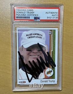 Donald Trump Signed Custom Baseball President Card PSA COA Encapsulated