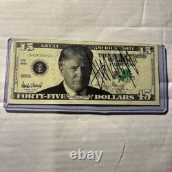Donald Trump Signed Faux 45 Bill With His Imagine And Coa