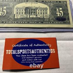 Donald Trump Signed Faux 45 Bill With His Imagine And Coa