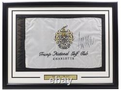 Donald Trump Signed Framed Trump National Golf Club Golf Flag PSA AD09481