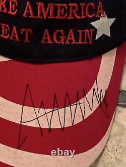 Donald Trump Signed HAT Make America Great Again MAGA Autograph USA FLAG Stars