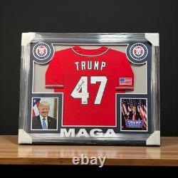 Donald Trump Signed MAGA Jersey COA Autographed FRAMED 34x42