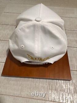 Donald Trump Signed Maga Hat White &gold, Beckett Cert. Trump Doral Sticker, Rare