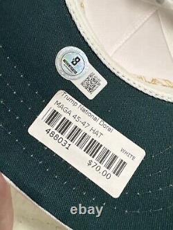 Donald Trump Signed Maga Hat White &gold, Beckett Cert. Trump Doral Sticker, Rare