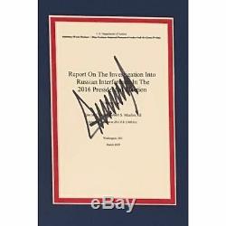 Donald Trump USA President Autographed Mueller Report Book Page Framed JSA COA