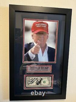 Donald Trump framed photo and Signed Dollar bill PSA DNA