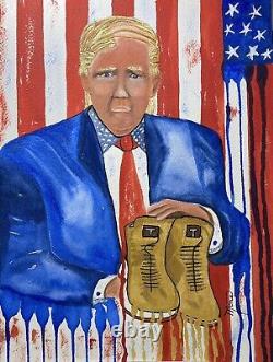 Donald Trump's Sneakers'NEVER SURRENDER' HIGH-TOPS,' NEW, Art by Mona