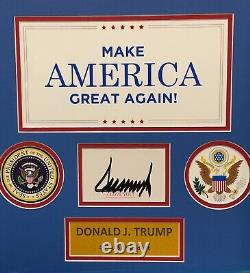 Donald Trump signed 3x5 Bookplate Custom Framing 8x10 Photo/MAGA POTUS JSA LOA