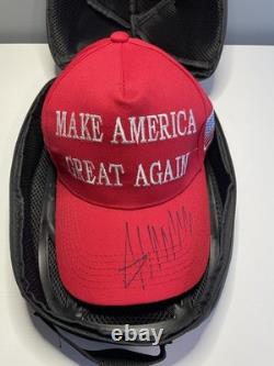 Donald trump signed maga hat with certification, protection and display box