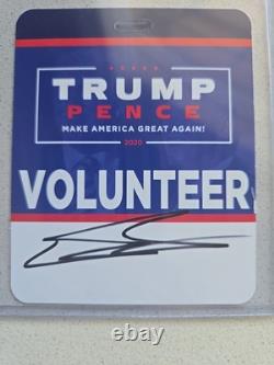 Eric Trump Signed Trump Pence 2020 Volunteer Badge PSA COA