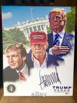 GIGANTIC! DONALD TRUMP SIGNED Canvas 16x20 BAS BECKETT LOA no PSA JSA AUTO 1of1