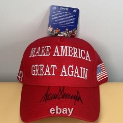 HAND SIGNED DONALD TRUMP MAGA HAT 45-47 USA President Auto Hologram COA