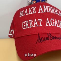 HAND SIGNED DONALD TRUMP MAGA HAT 45-47 USA President Auto Hologram COA