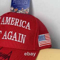 HAND SIGNED DONALD TRUMP MAGA HAT 45-47 USA President Auto Hologram COA