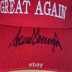 HAND SIGNED DONALD TRUMP MAGA HAT 45-47 USA President Auto Hologram COA