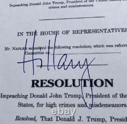 Hillary Clinton / Donald Trump ARTICLES OF IMPEACHMENT Autograph (JSA)