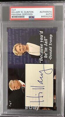 Hillary Clinton Signed Card Book Cut President Trump You Be In Jail 1/1 PSA/DNA