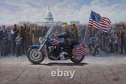 Jon McNaughton MAGA RIDE 30x45 S/N L/E Canvas Donald Melania Trump on Motorcycle