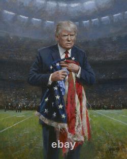 Jon McNaughton RESPECT THE FLAG 30x24 S/N Canvas Donald Trump NFL Football Art