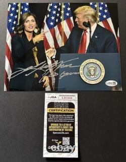 KRISTI NOEM Autographed SIGNED 8X10 with PRESIDENT DONALD TRUMP SD GOV JSA