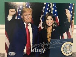 Kristi Noem signed 8x10 Beckett COA Donald Trump Cabinet Governor