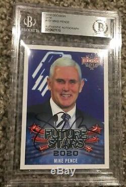 MIKE PENCE Rookie Card RARE SIGNED DECISION 2016 Beckett BAS like JSA or PSA