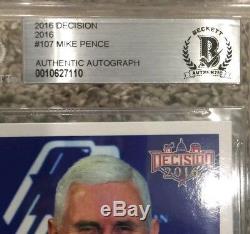 MIKE PENCE Rookie Card RARE SIGNED DECISION 2016 Beckett BAS like JSA or PSA