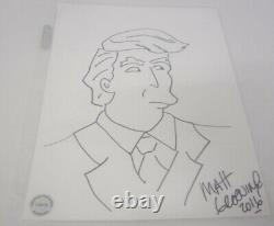 Matt Groening Signed Art Sketch Authentics Drawing President Donald Trump 2016