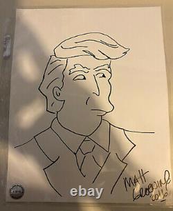 Matt Groening Signed Art Sketch Authentics Drawing President Donald Trump 2016