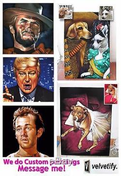 Obey Zombie Donald Trump They Live movie Original Oil Painting Black Velvet A387