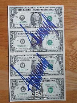 One of a Kind President DONALD TRUMP signed 2x UNCUT $1 Dollar Bills SHEET PSA